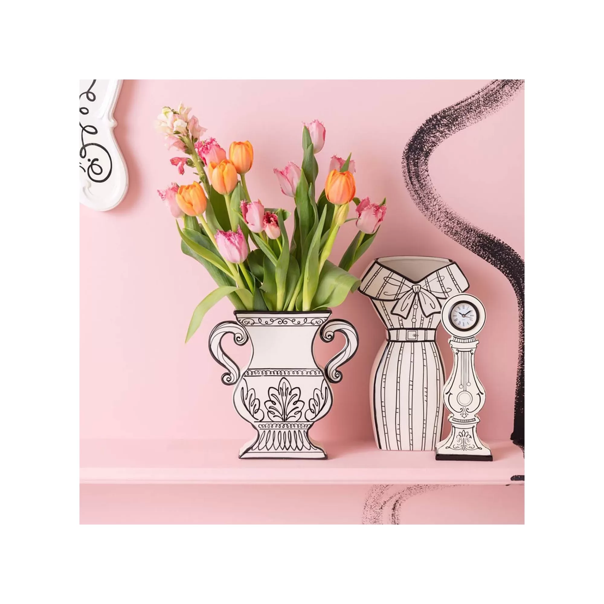 KARE Design Vase Favola Robe Blanc Et Noir ^ Vase