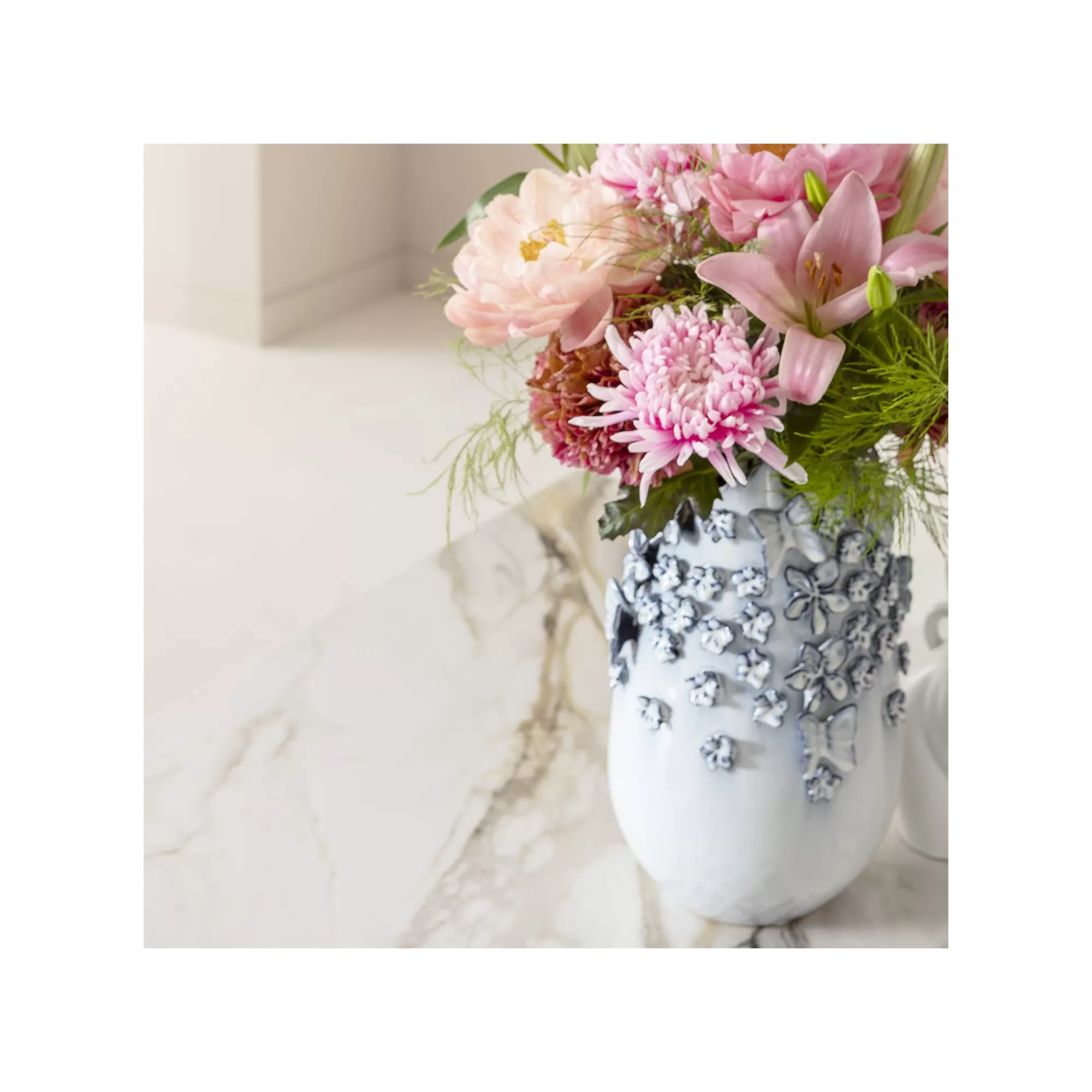KARE Design Vase Papillons Bleu Clair 35cm ^ Vase