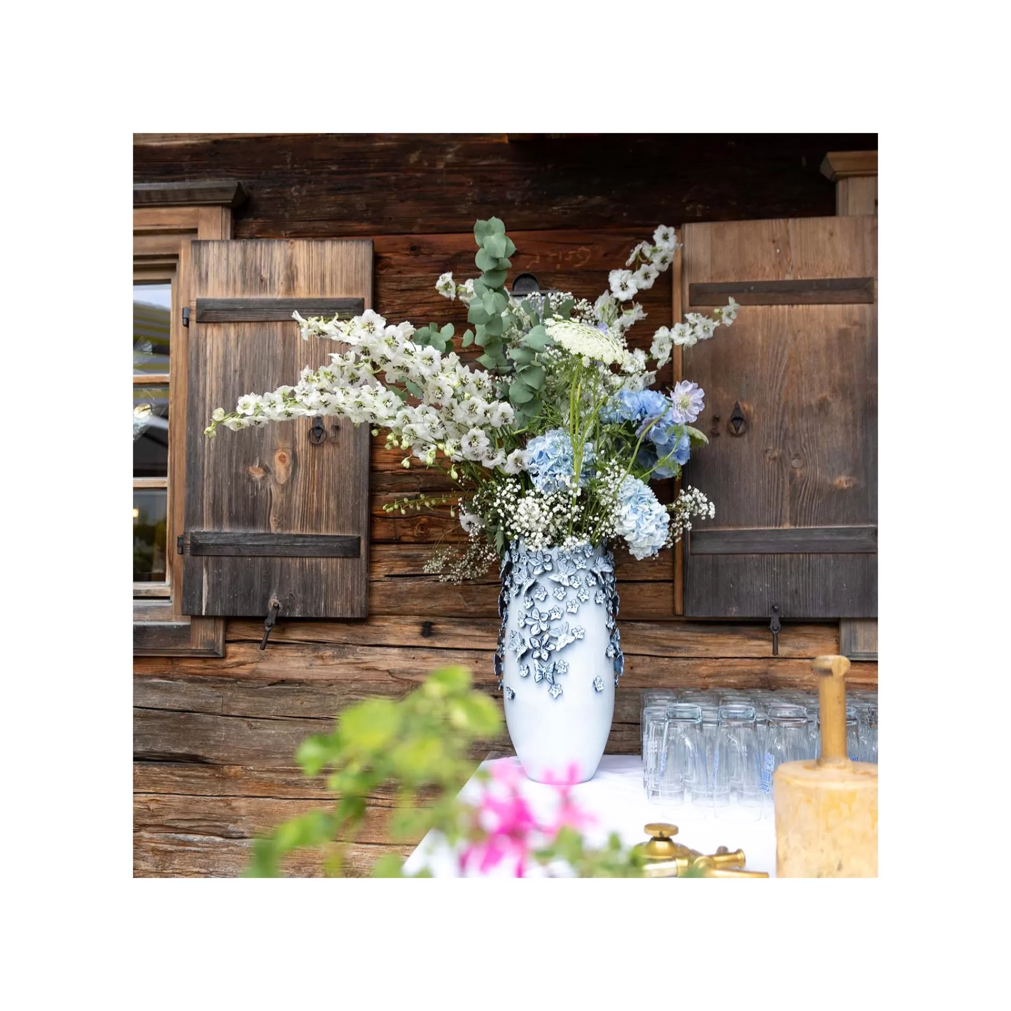 KARE Design Vase Papillons Bleu Clair 50cm ^ Vase