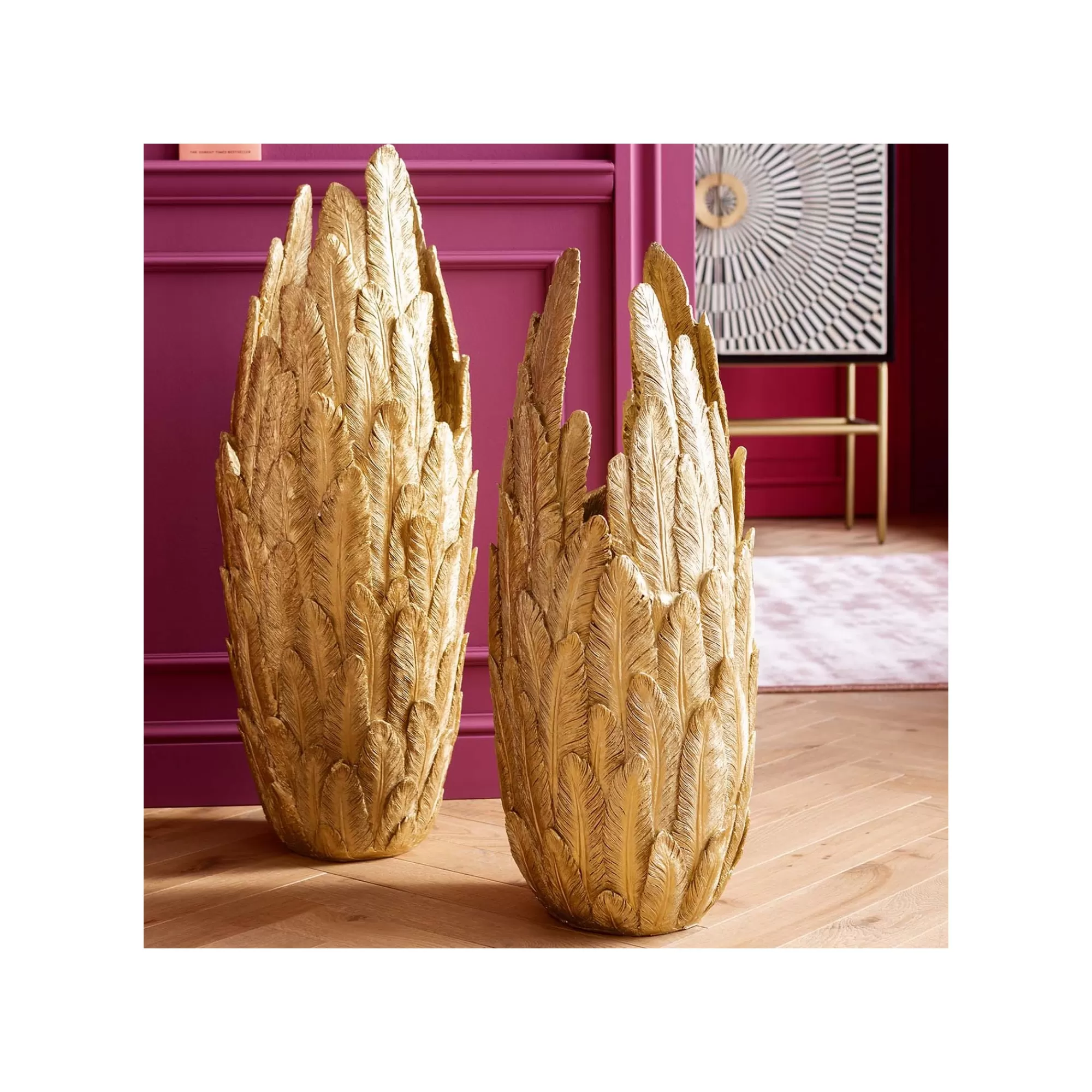 KARE Design Vase Plumes Dorées XL 80cm ^ Vase