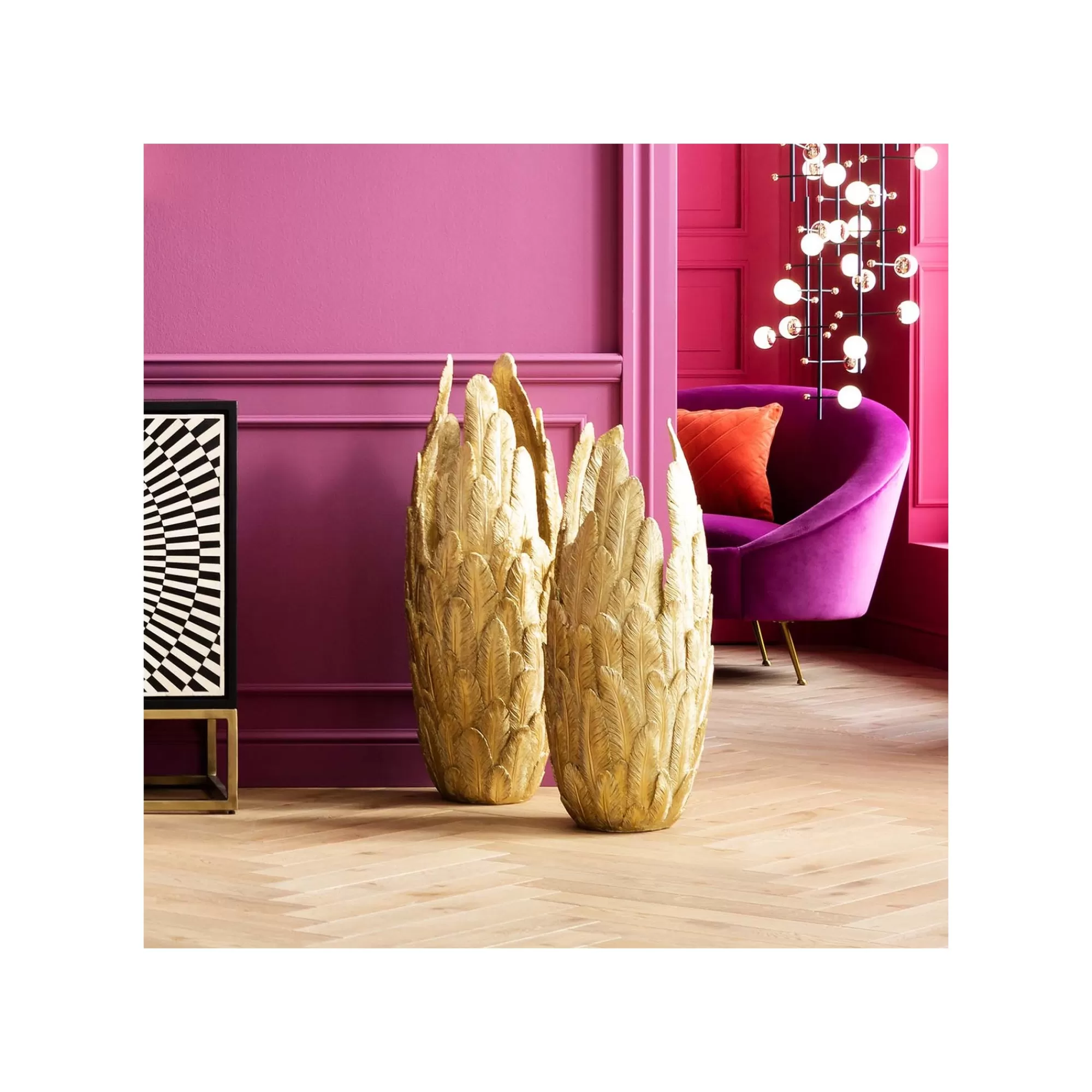 KARE Design Vase Plumes Dorées XL 91cm ^ Vase